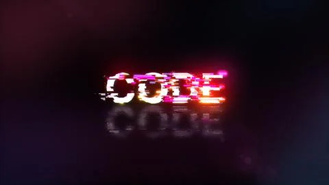 3D rendering code text with screen effects of technological glitches 库存插图