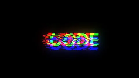 3D rendering code text with screen effects of technological glitches 库存插图