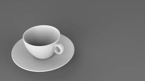 3d rendering coffee cup on gray background. Style of minimalism Stock Illustration
