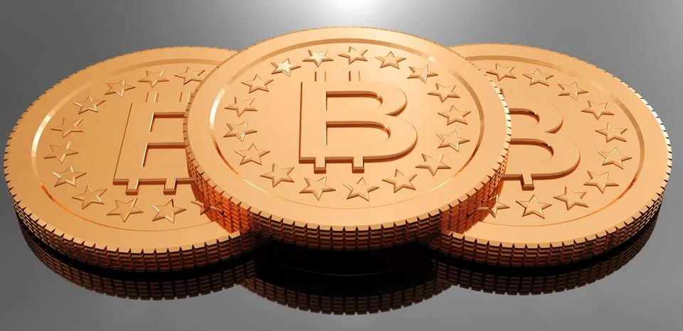 3D Rendering of coin Bitcoin Foto stock