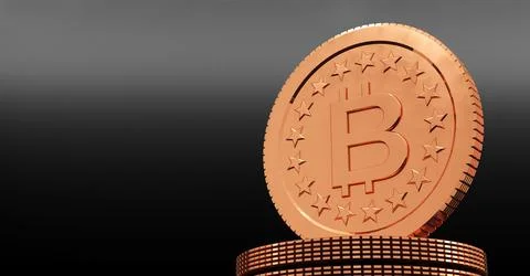 3D Rendering of coin Bitcoin Stock Photos