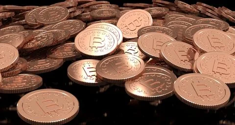 3D Rendering of coin Bitcoin Stock Photos