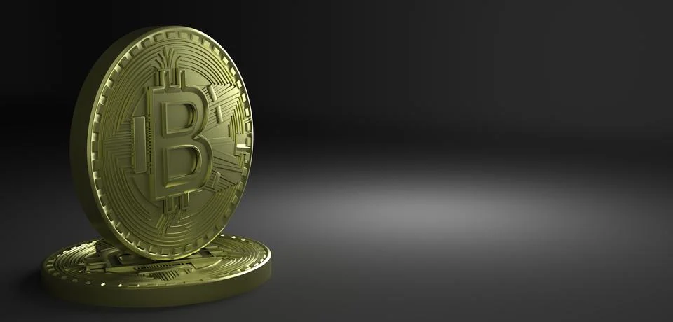 3D Rendering of coin Bitcoin Stock Photos