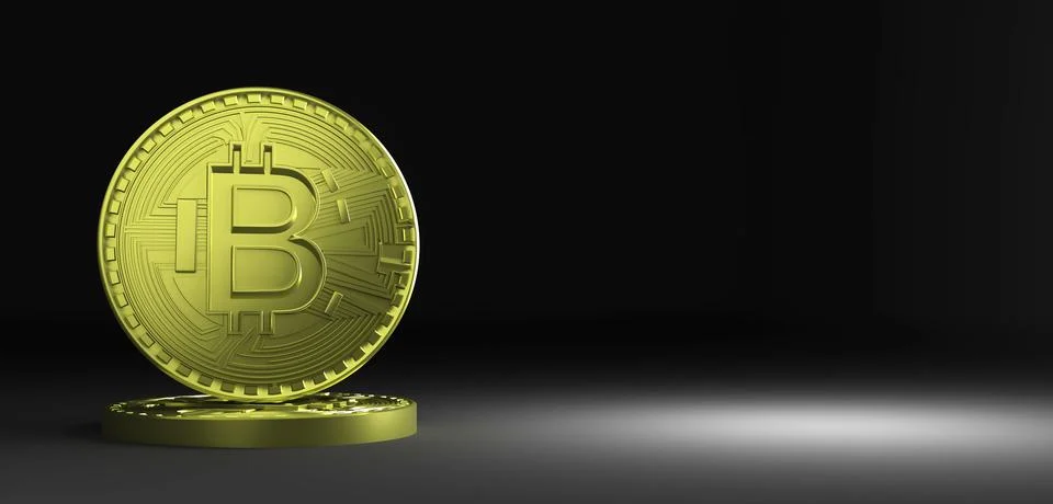 3D Rendering of coin Bitcoin Stock Photos