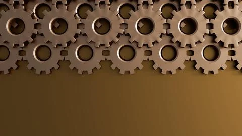 A 3d rendering of collection of interlocking mechanical gears 스톡 일러스트