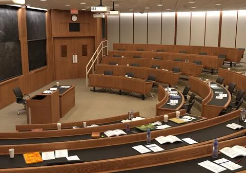 3D Rendering College Classroom Stock Illustration