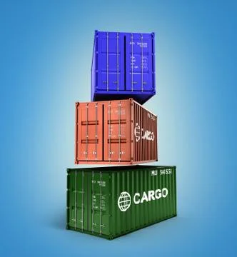 3d rendering of a colored shipping container on gradient Stock Illustration