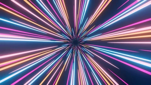 3d rendering colored warp loop Star burst 4K Stock Footage 129786585