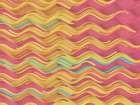 3d rendering colored wavy background. Abstract striped design template 스톡 일러스트