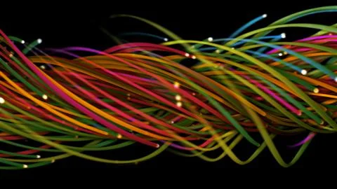 3D rendering of a colorful abstract background of strings Stock Illustration