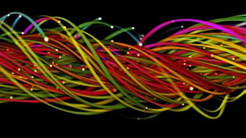 3D rendering of a colorful abstract background of strings Stock Illustration
