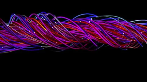 3D rendering of a colorful abstract background of strings Stock Illustration