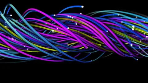 3D rendering of a colorful abstract background of strings 스톡 일러스트