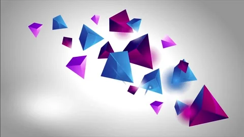 3D rendering of colorful, abstract triangles flying in the air. graphic elem Stock Footage 327642109