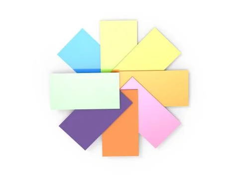 The 3D rendering Colorful card isolated with white Stock Illustration