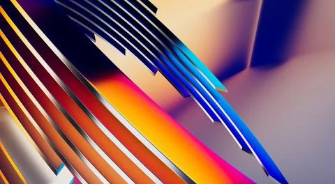 3d rendering of colorful circular planks against a gradient background. Ilustração Stock