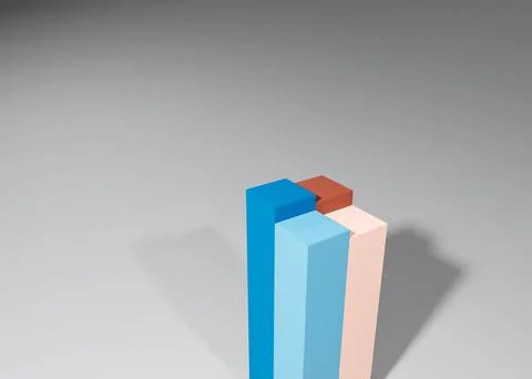 3d rendering of colorful columns together making shadows on the gray background イラスト素材