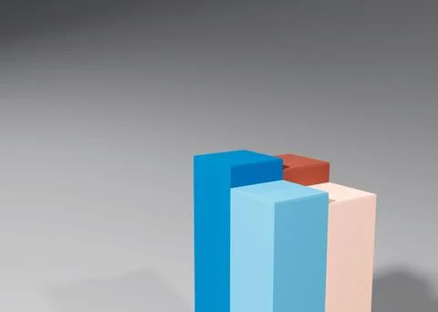 3d rendering of colorful columns together making shadows on the gray background イラスト素材