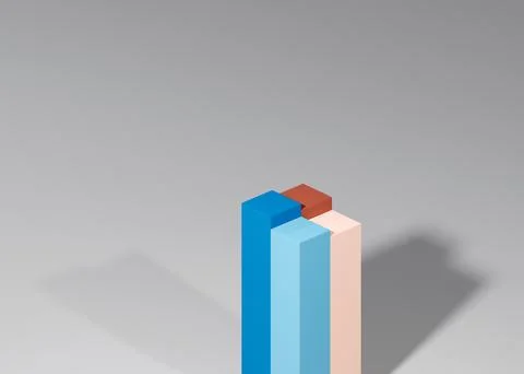 3d rendering of colorful columns together making shadows on the gray background イラスト素材