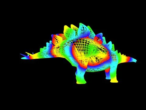 3d rendering of a colorful dino isolated on black Stock Illustration