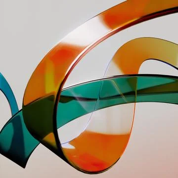 3D rendering.of colorful display of translucent with refraction art design with Stock Illustration