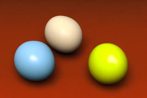 3D rendering of colorful Easter eggs on red background Illustrazione stock