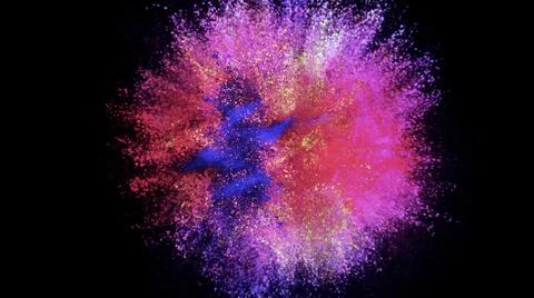 3D rendering of colorful explosion of colored particles on black background Stock Illustration