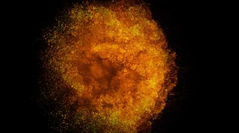 3D rendering of a colorful explosion of fiery particles. Bright colors and fi Stockillustratie