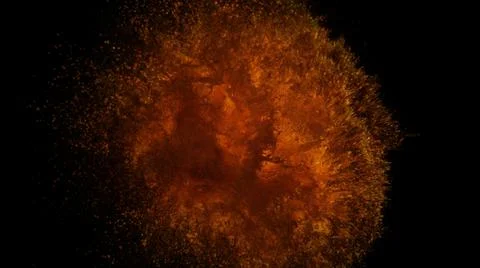 3D rendering of a colorful explosion of fiery particles. Bright colors and fi Stockillustratie