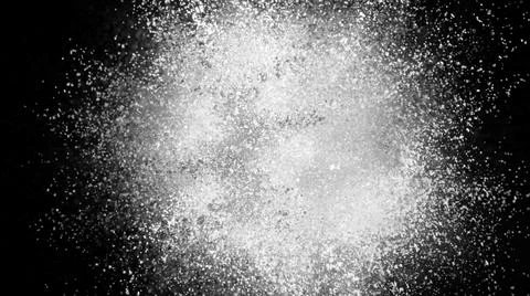 3D rendering of colorful explosion of white particles on black background Illustrazione stock