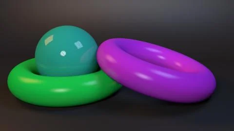 3D Rendering Colorful Floating Tire And Ball Toys Stock Illustration