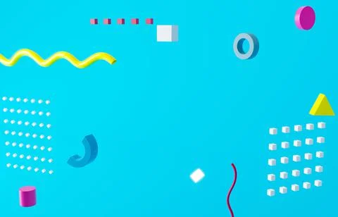 3d rendering Colorful geometric on blue background. banner sale geometry Stockillustratie