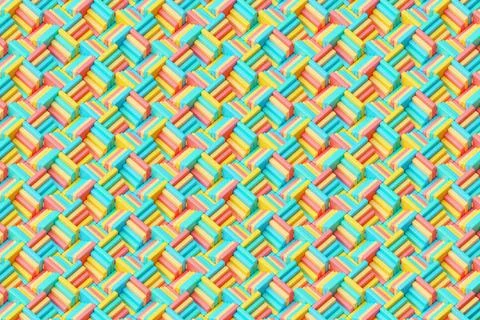 3D rendering. Colorful   geometric pattern.  Minimalistic pattern of simple s Stock Illustration