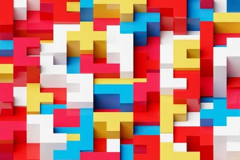 3D rendering. Colorful   geometric pattern.  Minimalistic pattern of simple s Stock Illustration