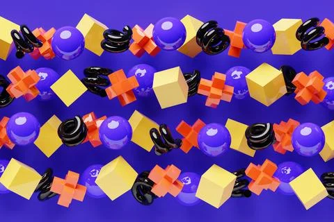 3D rendering. Colorful   geometric pattern.  Minimalistic pattern of simple s Stock Photos