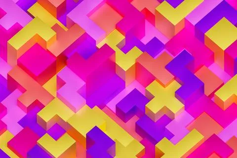 3D rendering. Colorful   geometric pattern.  Minimalistic pattern of simple s Stock Photos