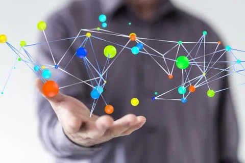 3D rendering of a colorful network; data structure and storage concept Stock Photos