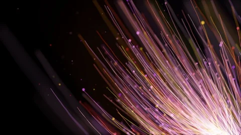 3D rendering colorful particle line like a flower grow. dark blue background. Stock Footage 115454010