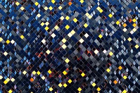 3D rendering. Colorful  pattern of cubes of different shapes. Minimalistic pa Stock Photos