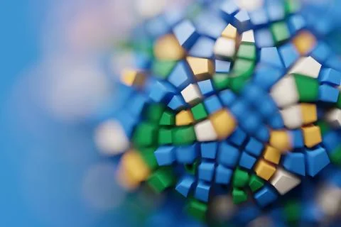 3D rendering.  Colorful  pattern of cubes of different shapes. Minimalistic p Stock Photos