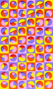 3D rendering. Colorful   pattern of different shapes. Minimalistic pattern of Stockillustratie