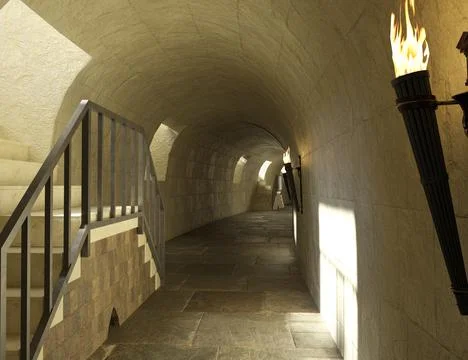 3D Rendering Colosseum Corridor Stock Illustration