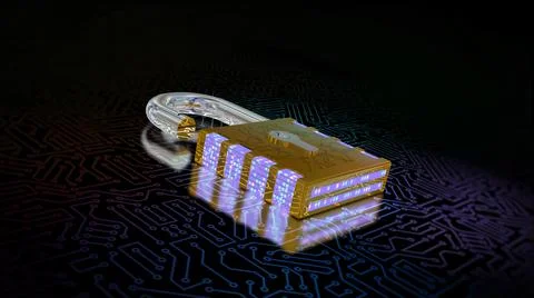 3D rendering of a combination lock. Cybersecurity of digital data, protection Stock-Illustration