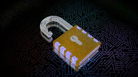 3D rendering of a combination lock. Cybersecurity of digital data, protection Stock Illustration
