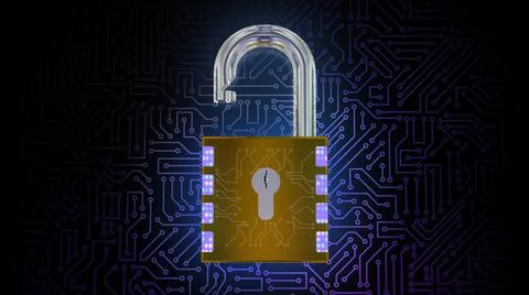 3D rendering of a combination lock. Cybersecurity of digital data, protection Stock Illustration