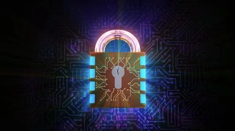 3D rendering of a combination lock. Cybersecurity of digital data, protection Stock Illustration