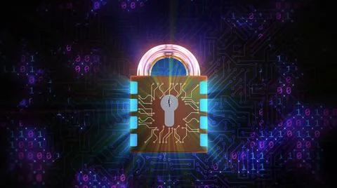 3D rendering of a combination lock. Cybersecurity of digital data, protection Stock Illustration