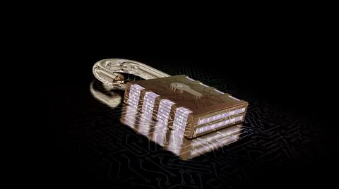 3D rendering of a combination lock. Cybersecurity of digital data, protection Stock-Illustration