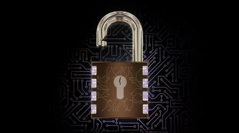 3D rendering of a combination lock. Cybersecurity of digital data, protection 스톡 일러스트