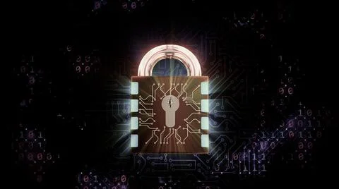 3D rendering of a combination lock. Cybersecurity of digital data, protection Stock-Illustration